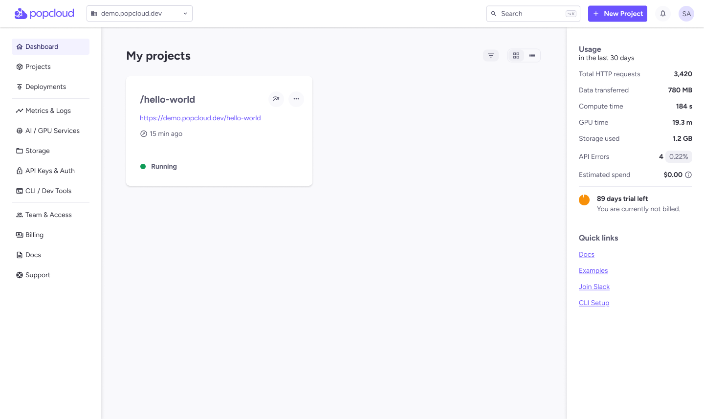 PopCloud Dashboard